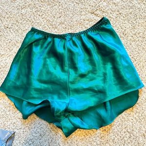 Green silk shorts